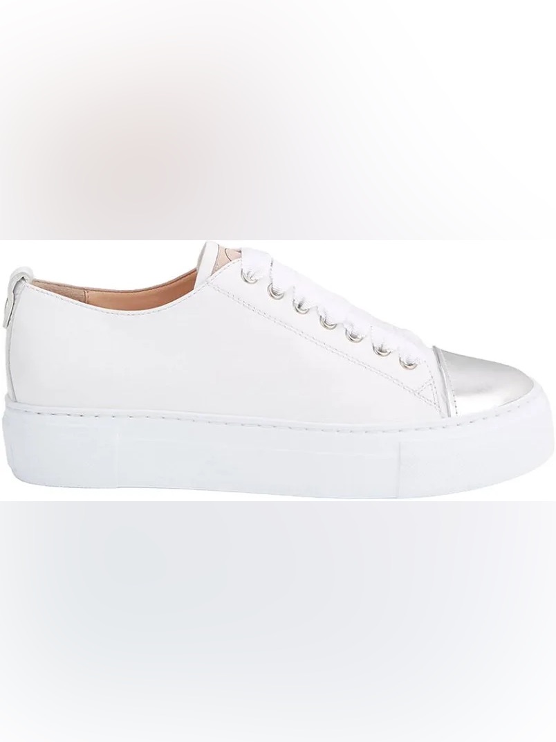 Agl White Low-Top Sneakers With Silver Toe Cap